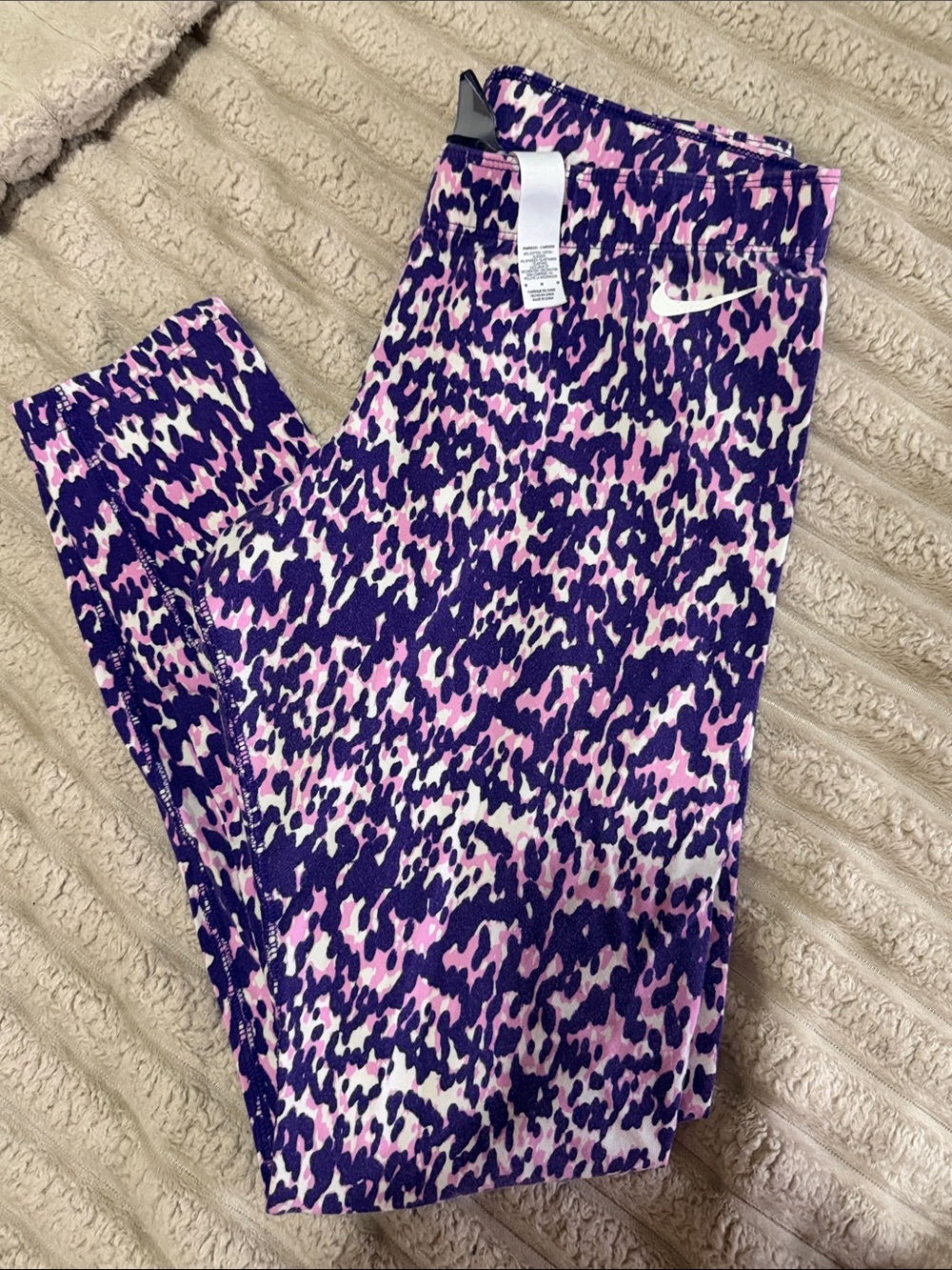 Nike Purple and Pink Leopard Print Leggings